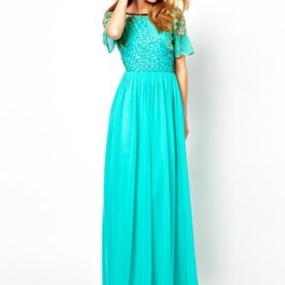 Virgos Lounge Raina Embellished Shoulder Maxi Dress